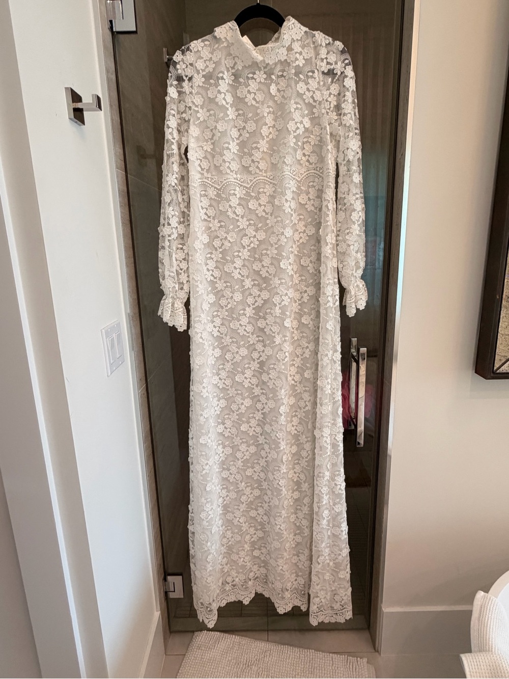 Rare Vintage NWT Ivory Giamba long-sleeve lace gown by Giambatista Valli